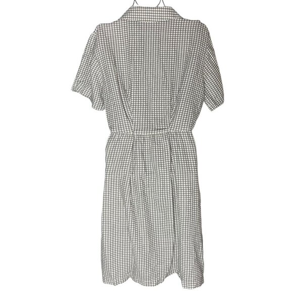 Vintage Match 10 Gingham Plaid Button Shirt Dress Black White Cottagecore Fall‎ - Picture 5 of 5